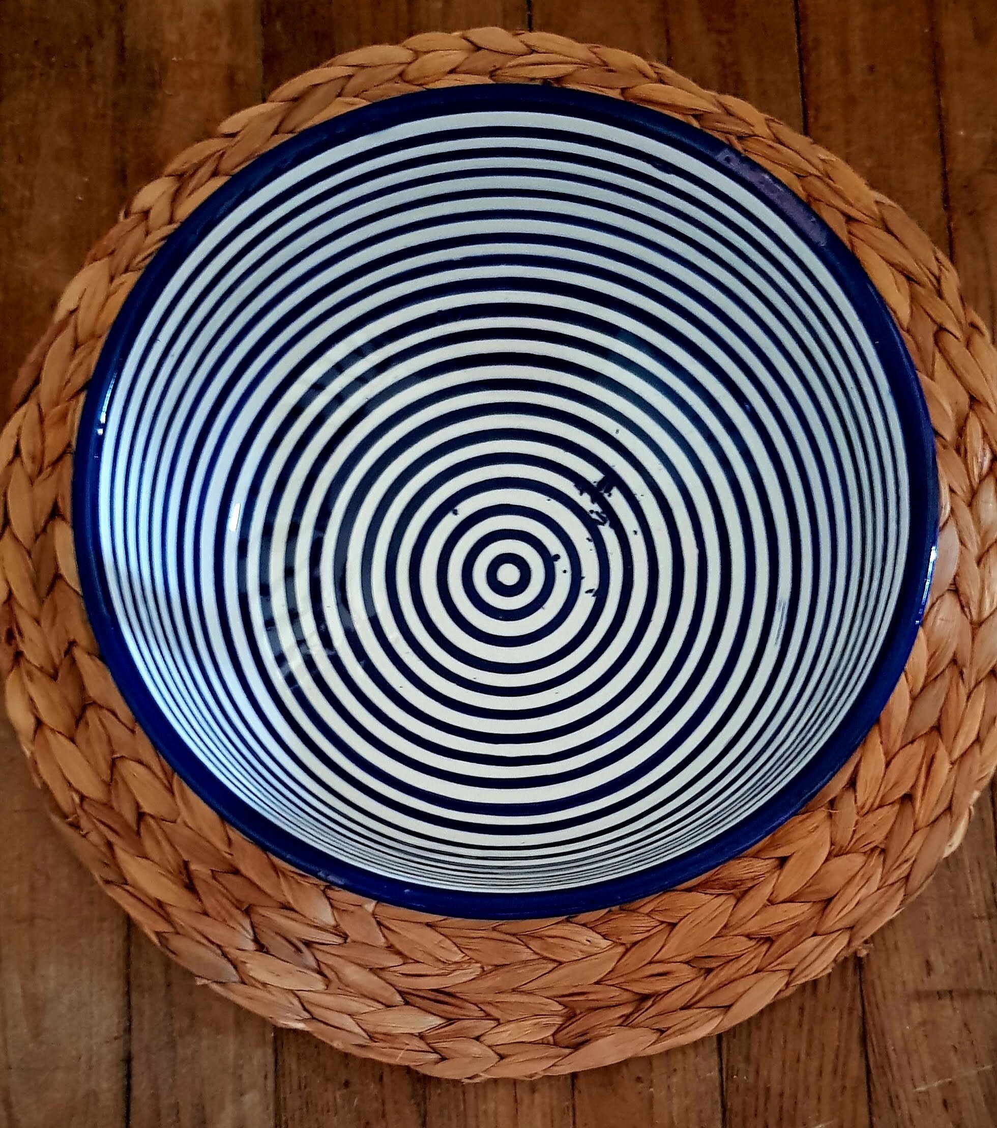 Grand Saladier à Rayures Bleu & Blanc