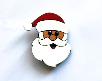 father christmas brooch, pin, hand painted