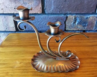 Gregorian Copper Napkin Holder Flower Design Vintage