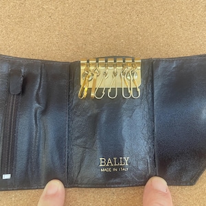 Vintage Bally Italian Leather Key Case Wallet Dark Brown