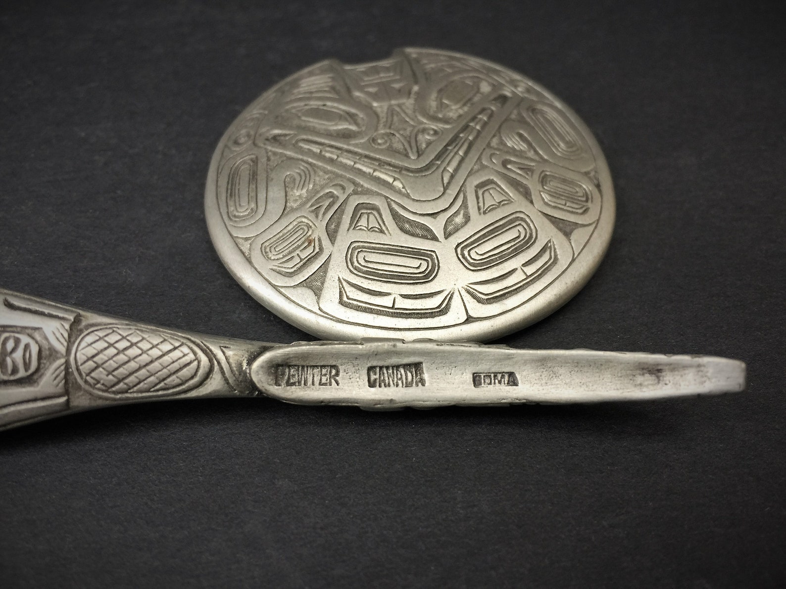 Condiment Pot & Spoon Boma Pewter Etain Fin Canada NW Pacific - Etsy