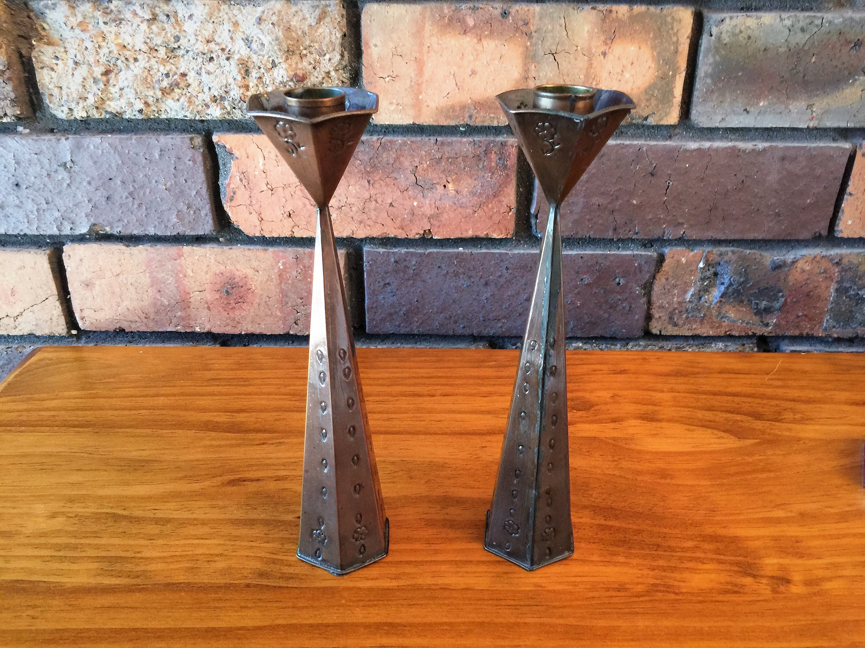 Handmade Candlestick Holders Hexagonal Copper Finish Mexico Etsy