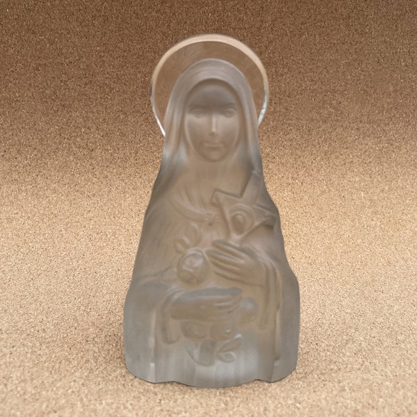 Vintage French Art Glass Madonna Figurine Opaque Lalique Style