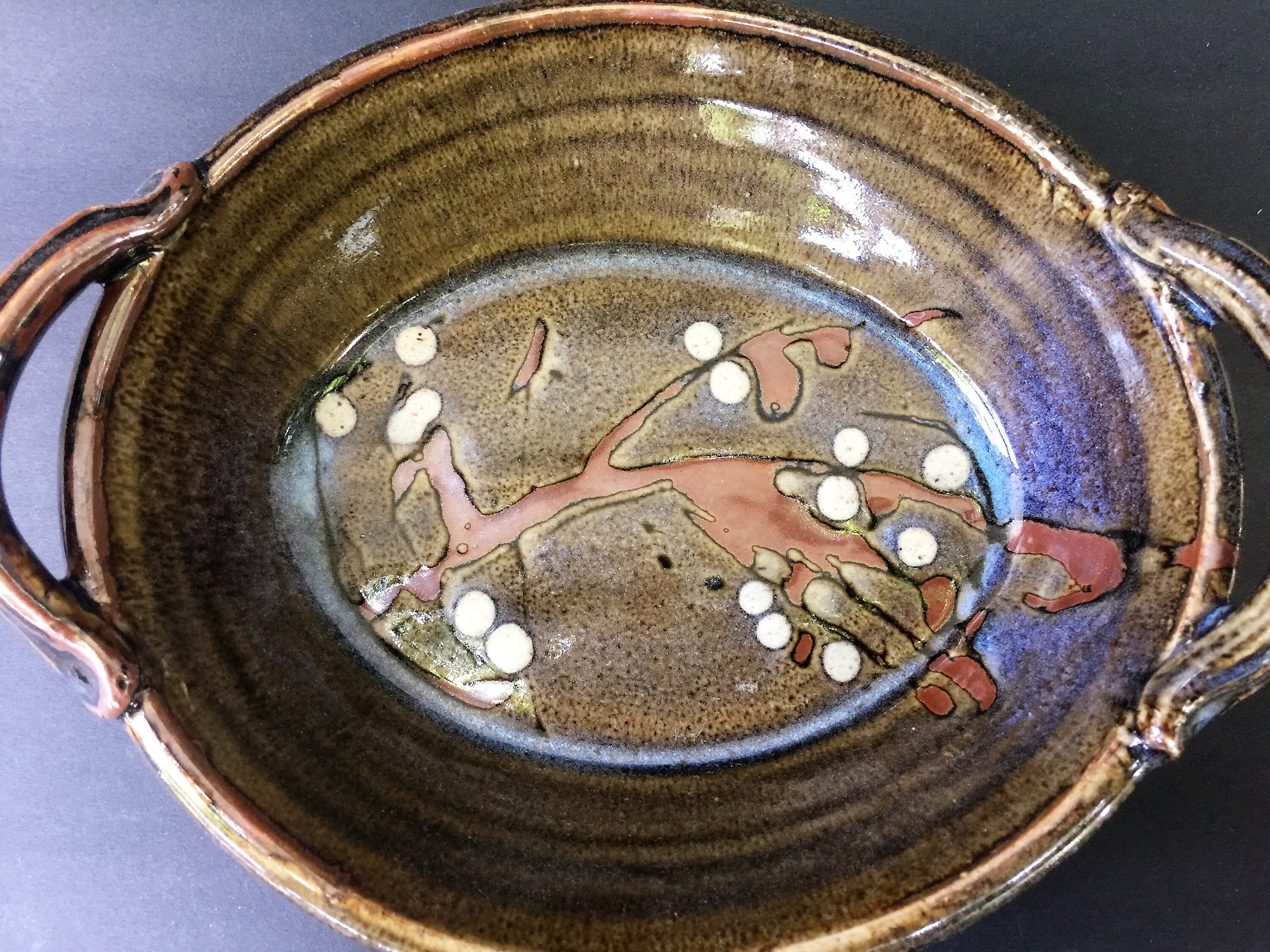 Australian Studio Pottery Decorative Oval Bowl With Handles Etsy