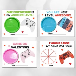 Giocatore, San Valentino PlayDoh di gioco, Cartoline di San Valentino stampabili per bambini, San Valentino senza caramelle, San Valentino in aula a tema videogioco stampabile