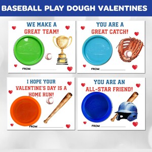 San Valentino con pasta da gioco di baseball, cartoline di San Valentino stampabili per bambini, San Valentino senza caramelle, San Valentino video stampabile in aula di baseball