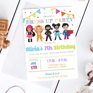 Editable Dress Up Costume Birthday Party Invitation Instant Template Download Kids Costume Party, Dress Up Birthday Party