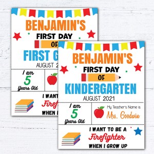 First Day of School Poster Sign, Back To School, Editable, Printable School Sign, Preschool, Kindergarten, First Grade, Chalkboard Poster