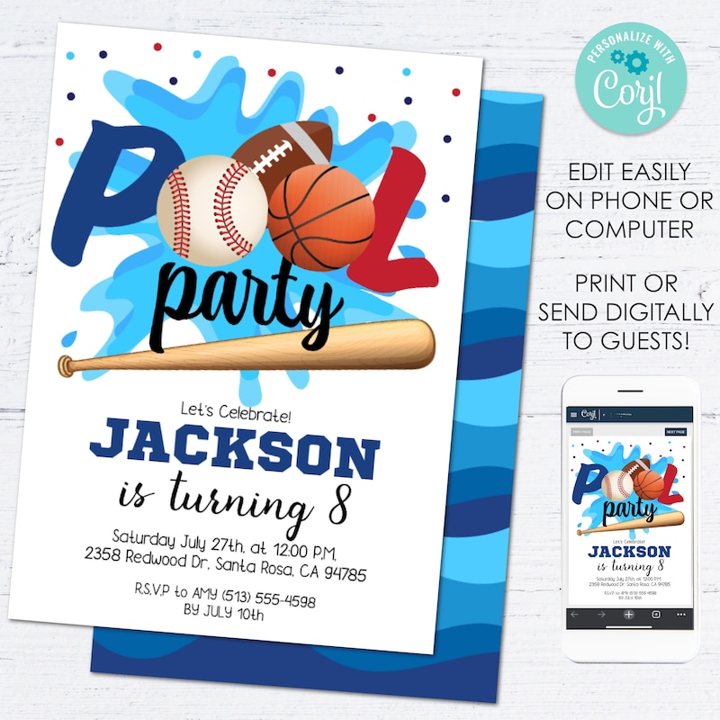 Pool Party Softball Theme Etsy