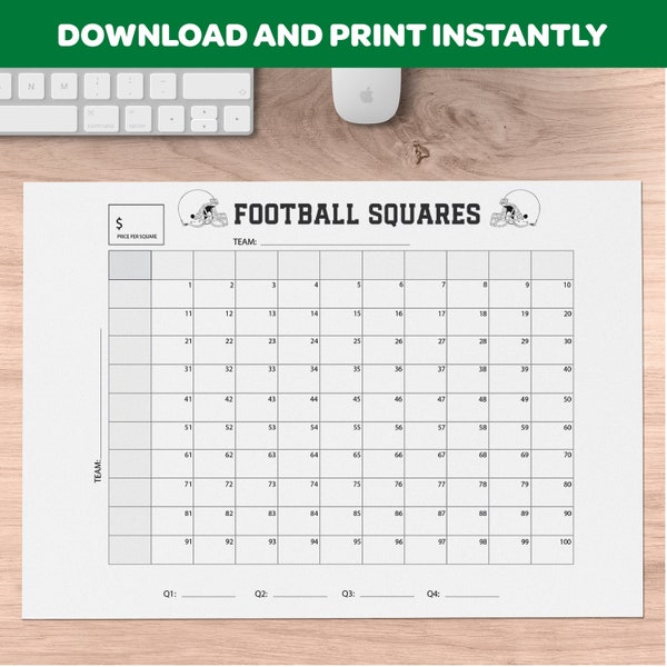 Free Football Squares Printable Etsy