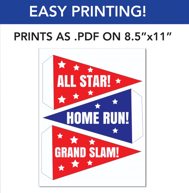 Editable Baseball Pennant Flags, Instant Template Download, DIY Flags ...