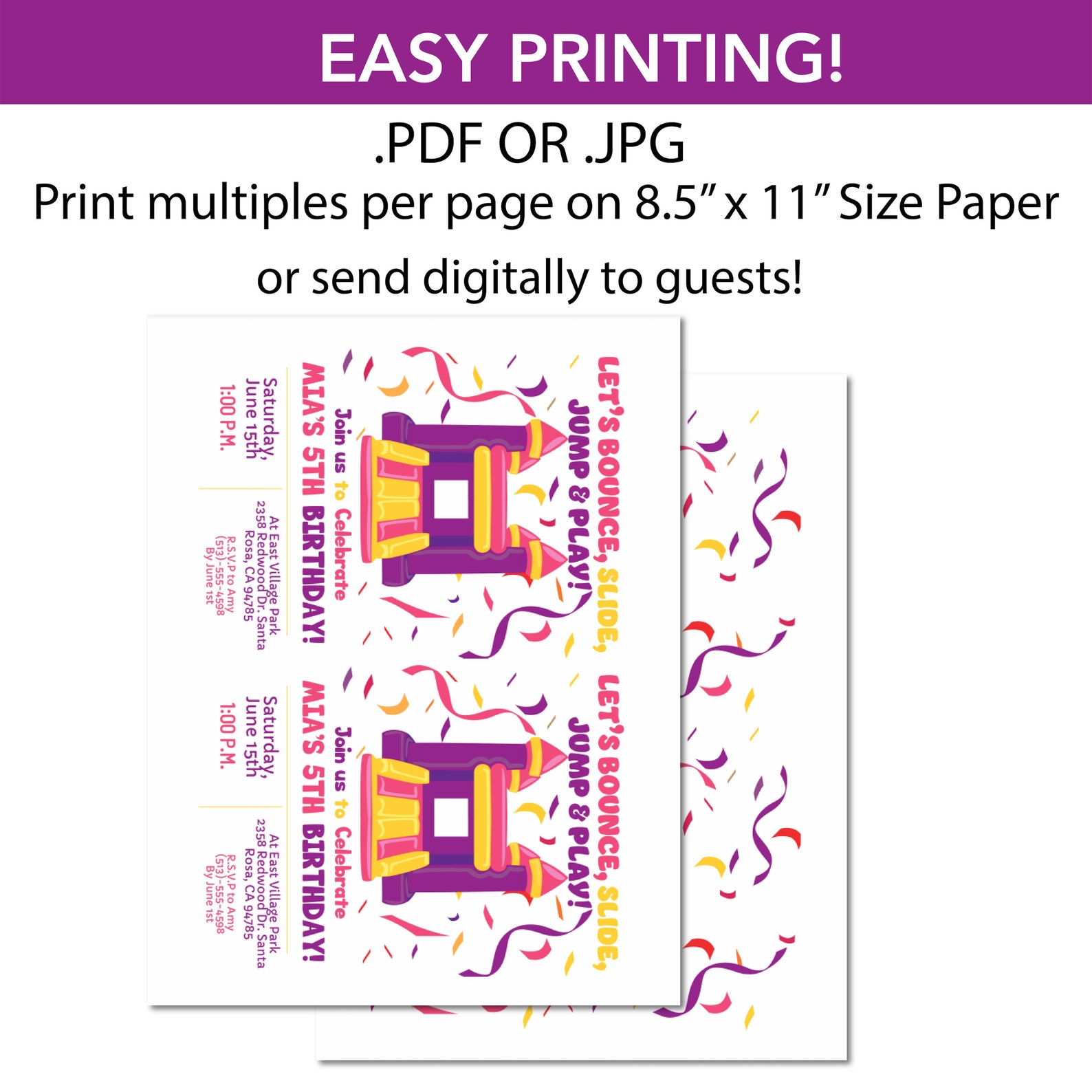 Editable, Printable Bounce House Party Invitation Instant Template ...