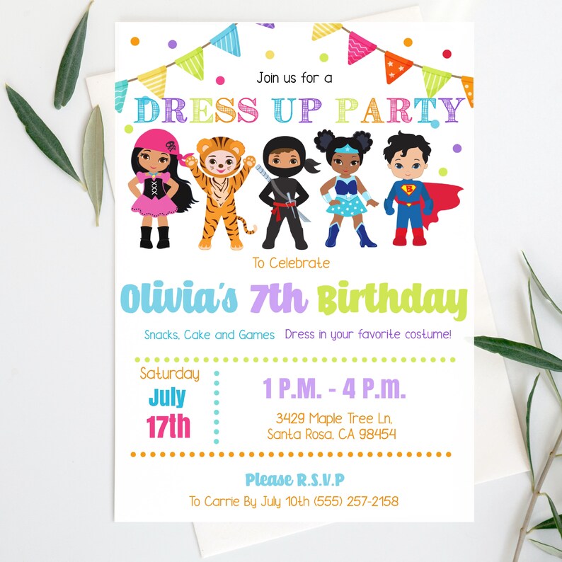 Editable Dress up Costume Birthday Party Invitation Instant Etsy