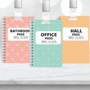 Editable Hall Pass for Teachers, Classroom Pass, Restroom Pass, Printable Teacher Class Pass, Notebook Hall Pass