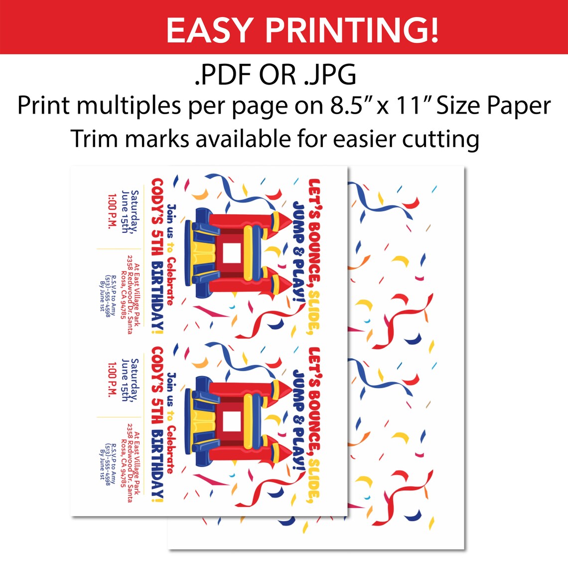 Editable, Printable Bounce House Party Invitation Instant Template ...