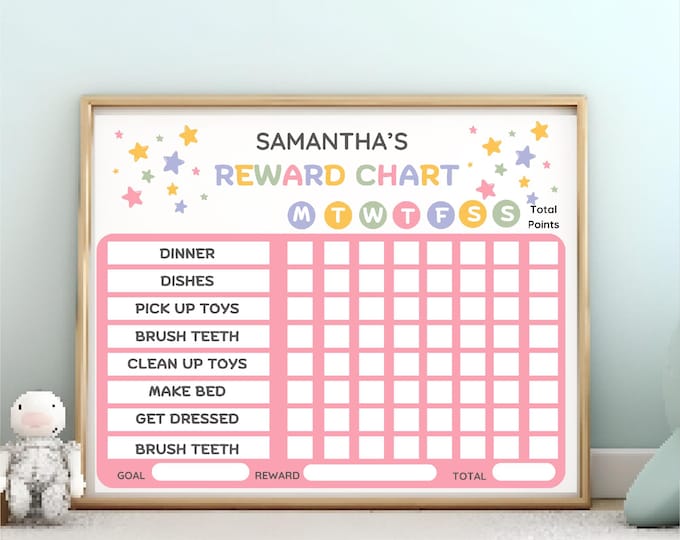Editable Reward Chart, Chore Chart for Children, Kids Reward Chart ...