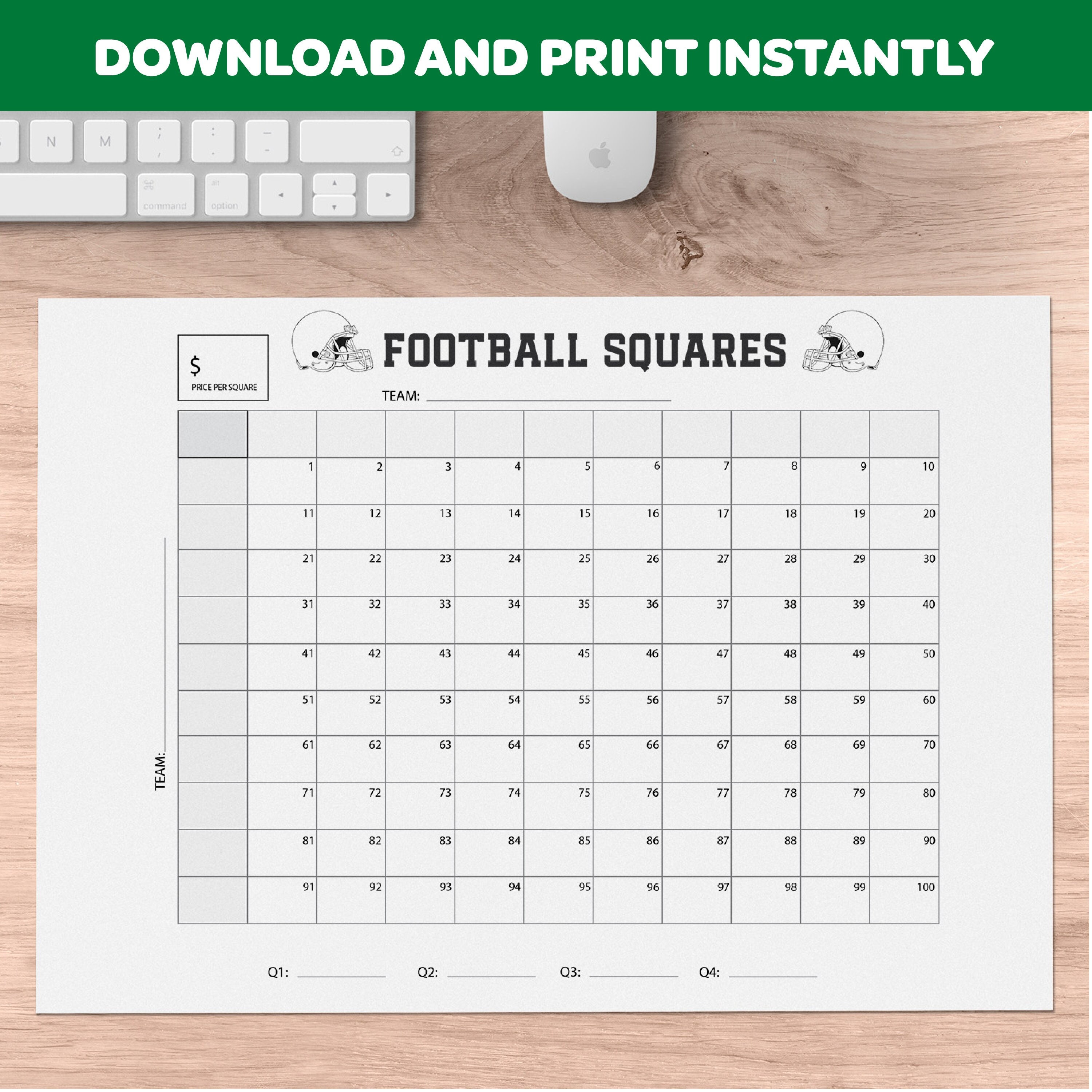 Football Squares Printable Template, Football Betting Squares Page Football Squares Printable Template, Football Betting Squares Page