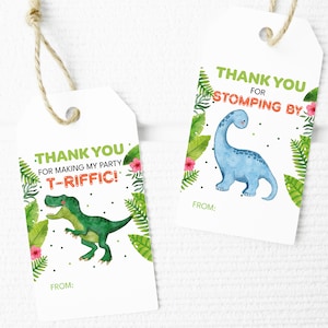 Dinosaur Party Favor Gift Tag, Kids Dinosaur Birthday Printable Thank You Tag, T-Rex Party Favor, Dinosaur Party Printable Gift Tag