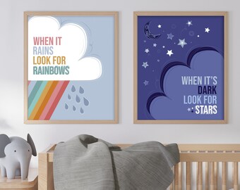 When it rains look for rainbows…when it's dark look for stars Digital Print Set