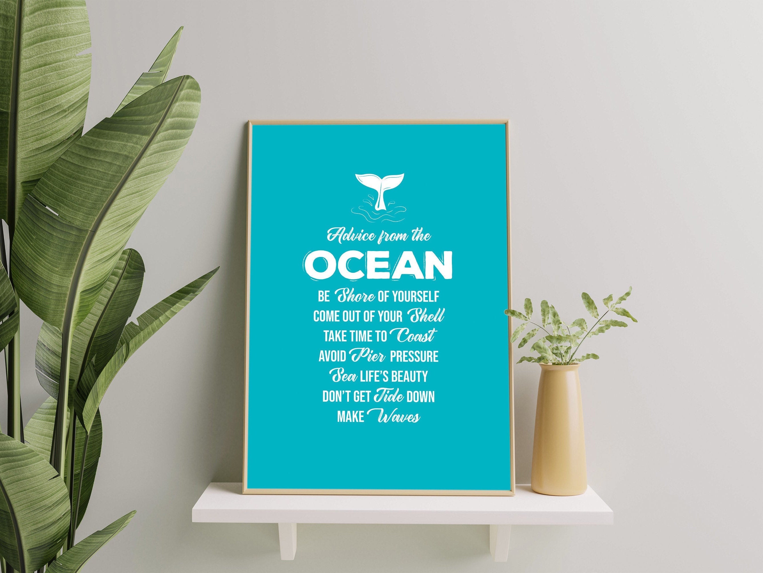 Advice From the Ocean Digital Print Typography Motivational Phrase ...
