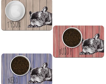 Personalisierte Napfunterlage Französische Bulldogge, Fressnapfunterlage Hunde mit Namen