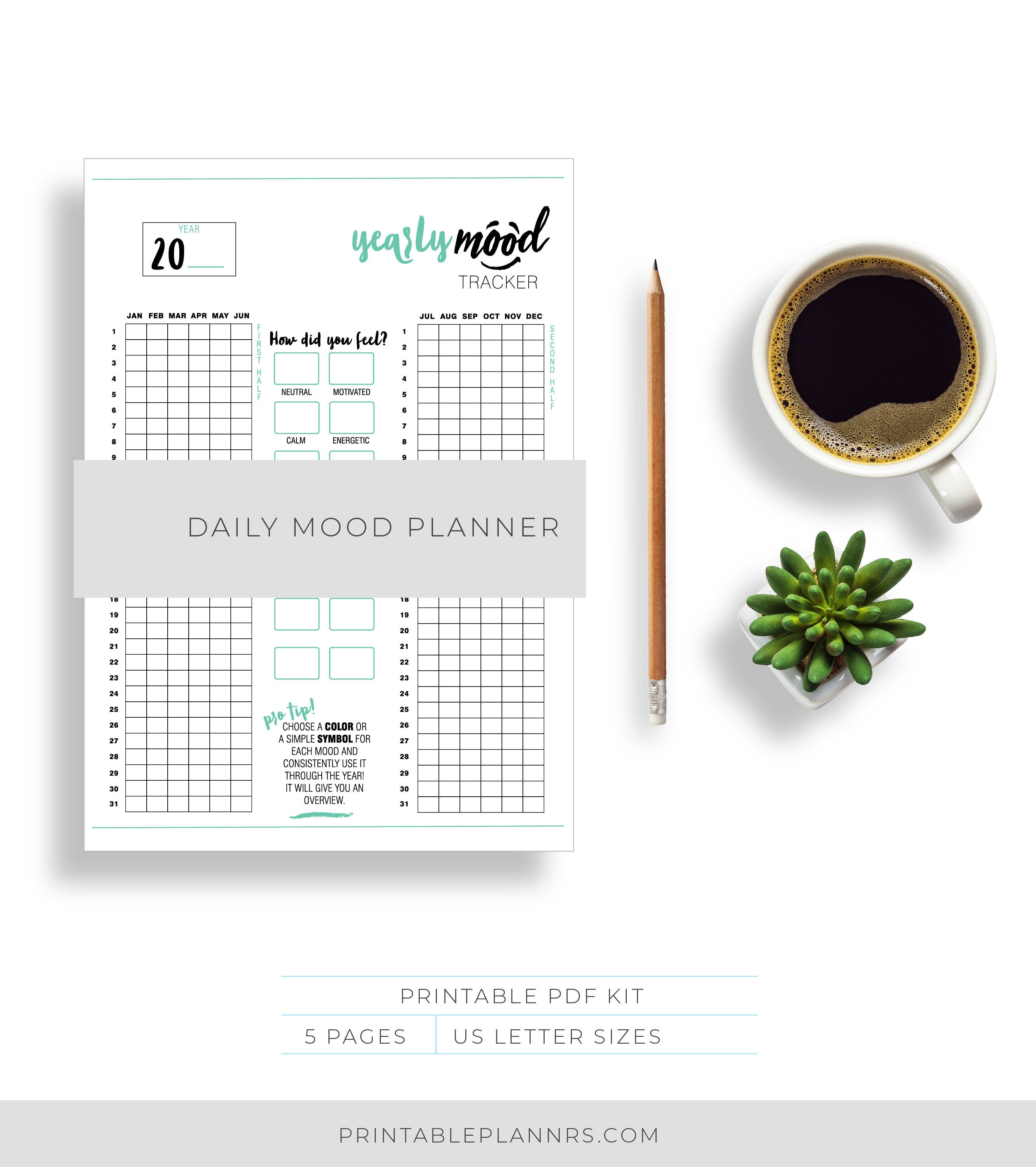 Flexible Mood Tracker Bullet Journal Printable Bullet Journal Template ...