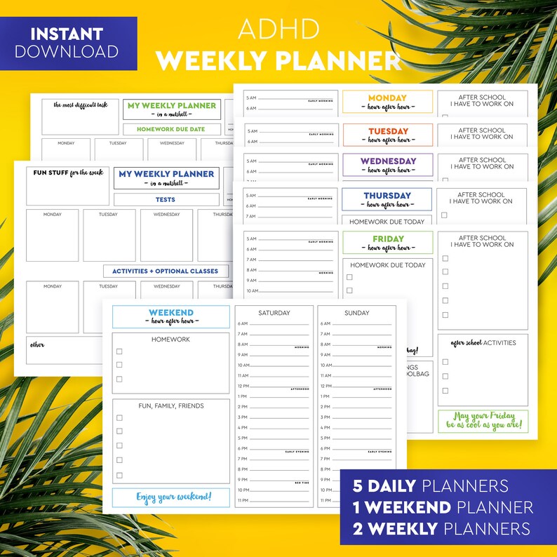 ADHD Weekly Planner Etsy