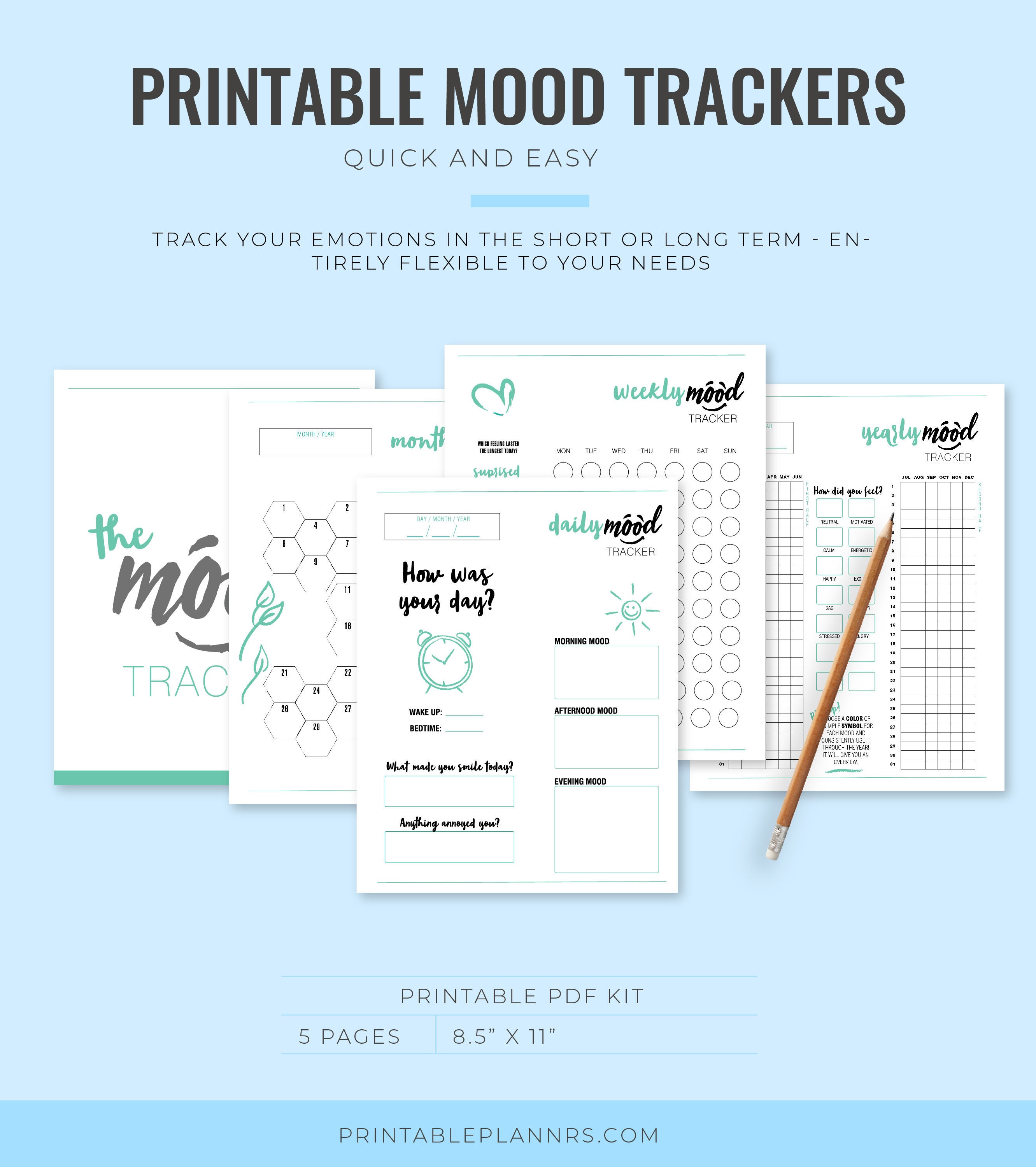 Flexible Mood Tracker Bullet Journal Printable Bullet Journal Template ...
