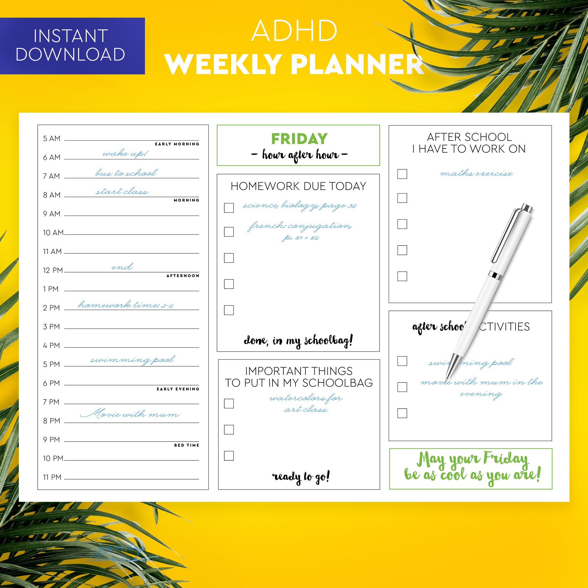 ADHD Weekly Planner