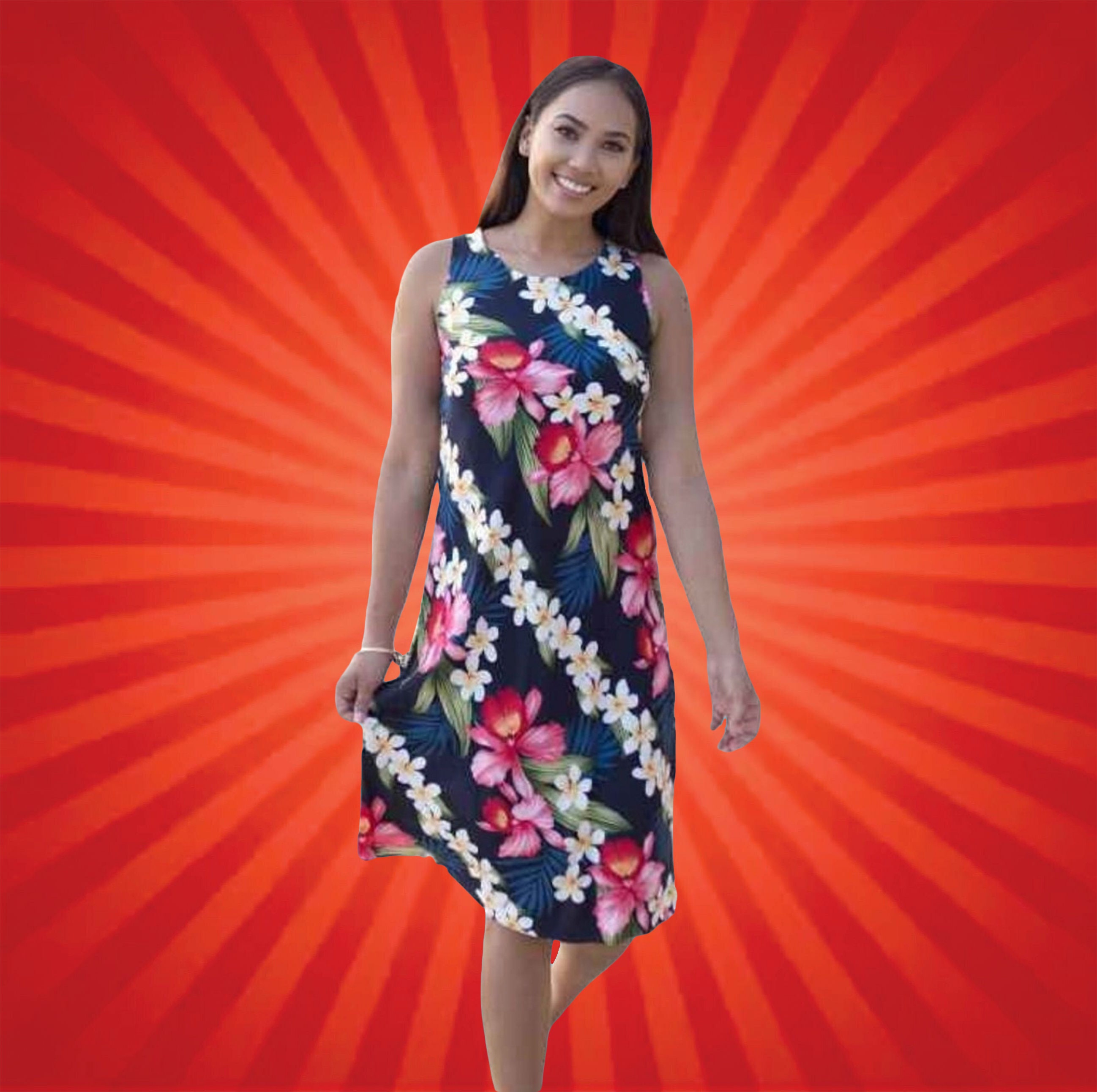 Navy blue shop hawaiian dress