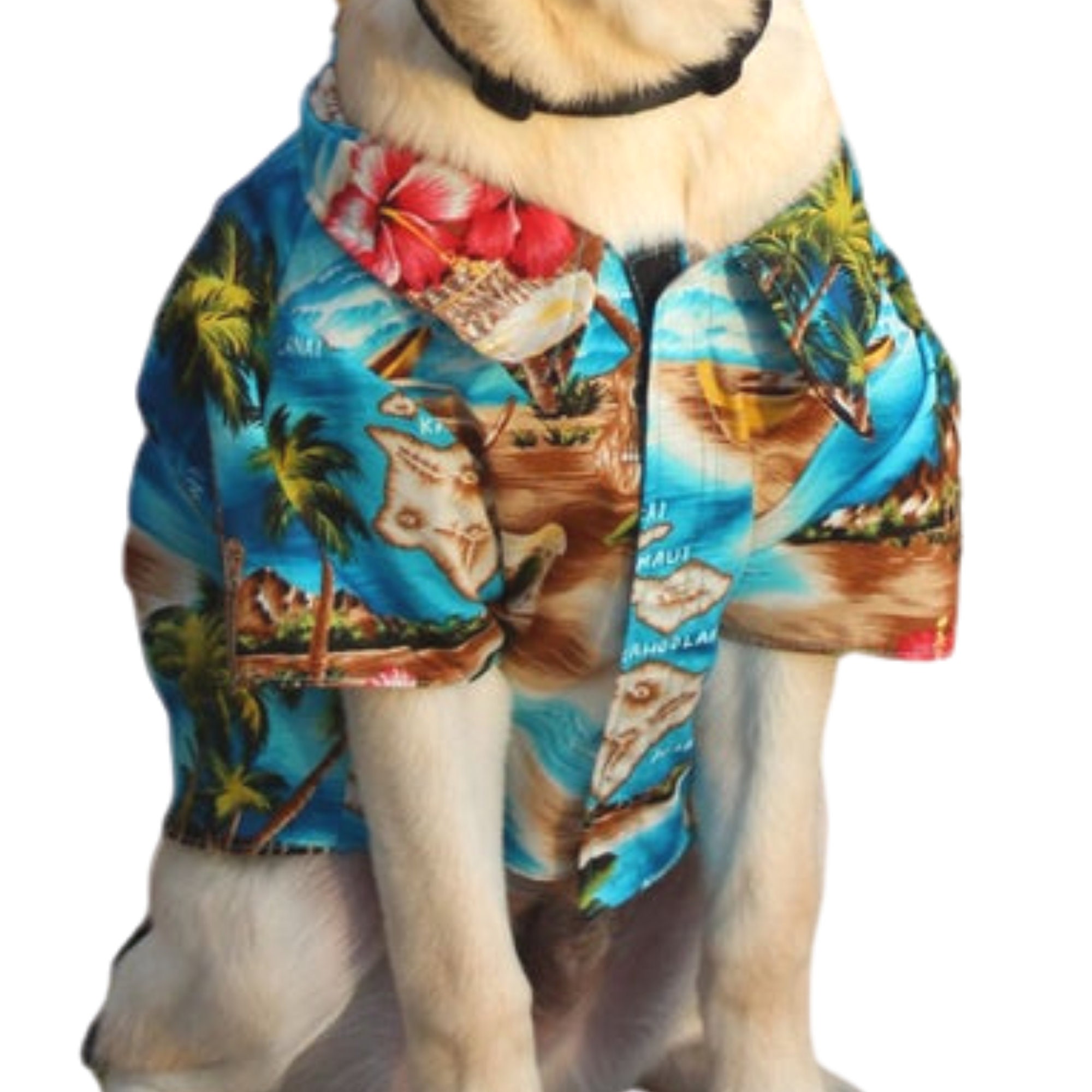 Maglietta Hawaii Per Cane Taglia S - Motivo Cocco E Spiaggia, In Cotone, Per Estate E Vacanze