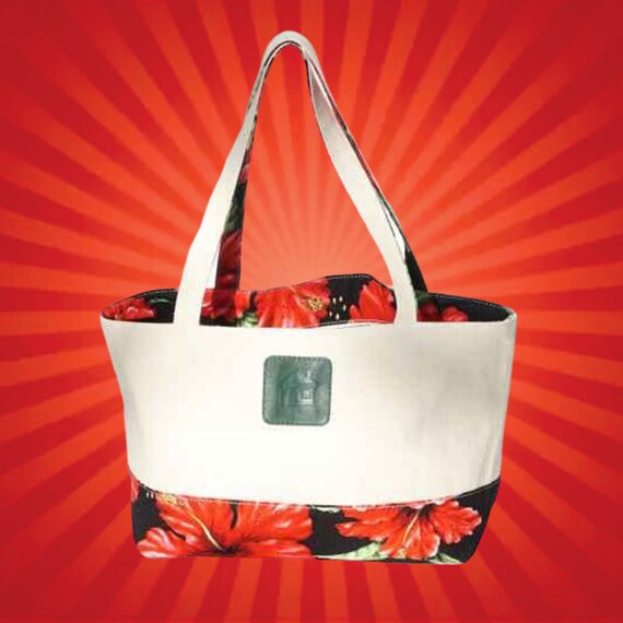 Black and red reversible tote bag best sale