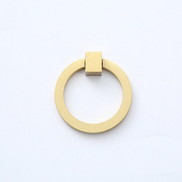 Brushed Brass Kitchen Cabinet Drawer Knobs Dresser Ring Pulls Gold Furniture Pull Wardrobe Cupboard Ring Pull Handles