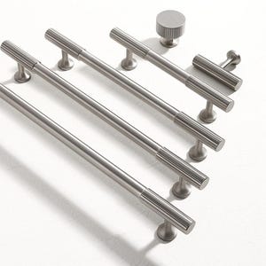 Brushed Nickel Cabinet Knobs Drawer Pulls: Modern Brass Kitchen Cupboard Handles image 2