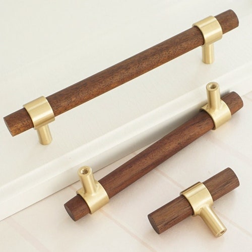 Solid Brass Kitchen Knobs and Handles Gold Furniture Etsy