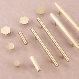 Modern Brushed Brass Kitchen Cabinet Drawer Dresser Knobs and Handles Gold  Cupboard Closet Pulls Wardrobe Door Pull Handles