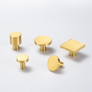 Modern Brushed Brass Cabinet Knobs: Gold Furniture Hardware
