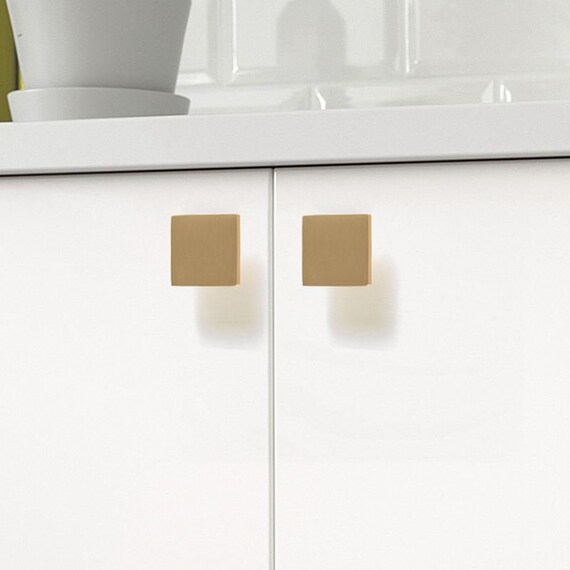 Brass Kitchen Cabinet Knobs and Pulls Gold Square Drawer Dresser Cupboard  Wardrobe Door Knobs Pulls Handles 
