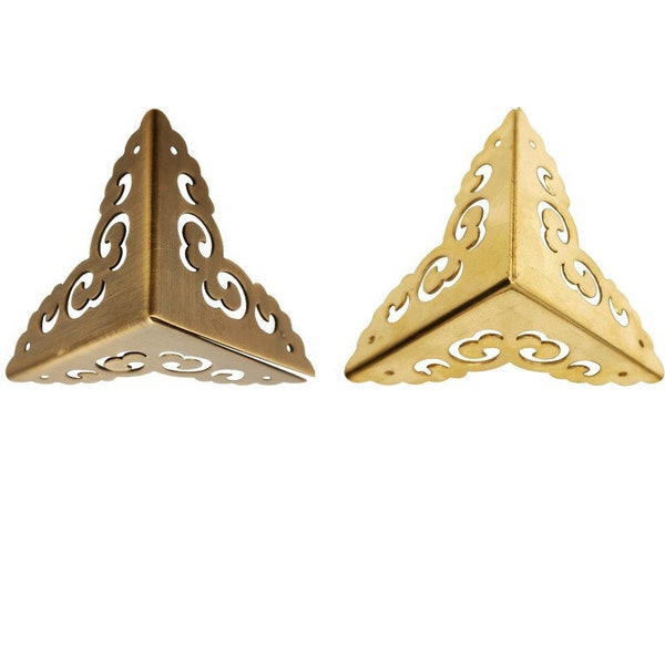 2pcs Antique Brass Corner Protector Metal Decorative Corner Bracket For Wooden Box  Furniture Protection