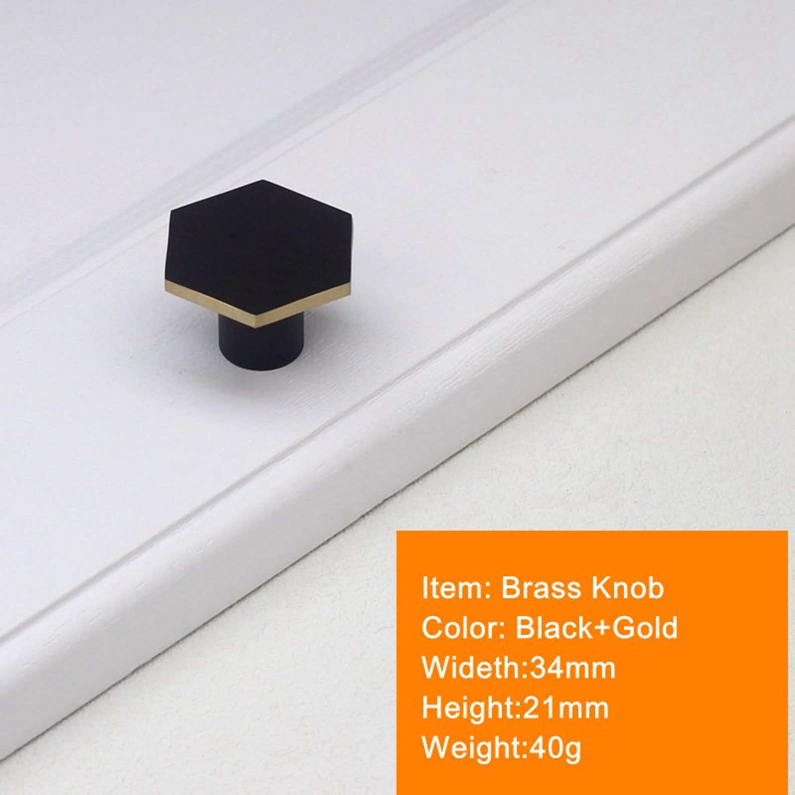 Modern Brass Hexagon Kitchen Knobs and Pulls Black Etsy