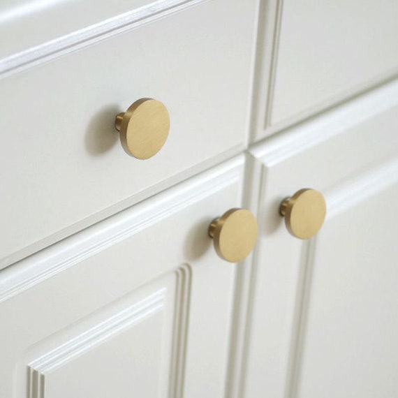 Round Small Kitchen Cabinet Drawer Knobs and Pulls Brass Gold Furniture  Cupboard Wardrobe Door Knobs Handles 