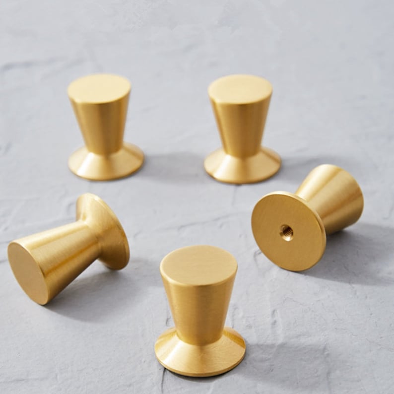 Solid Brass Kitchen Cabinet Knobs and Pulls Gold Mid Century - Etsy