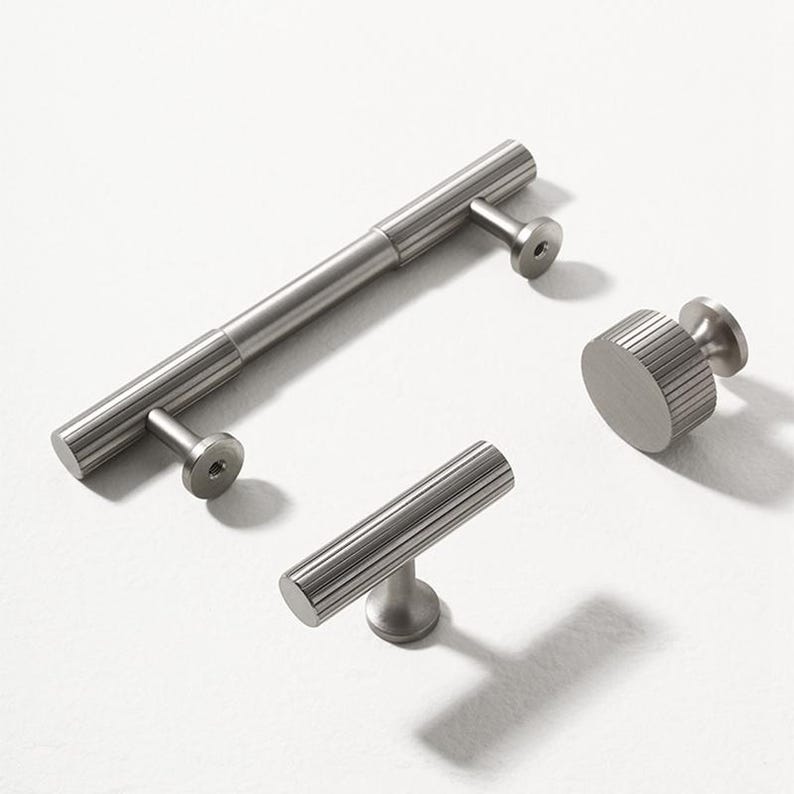 Brushed Nickel Cabinet Knobs Drawer Pulls: Modern Brass Kitchen Cupboard Handles image 1