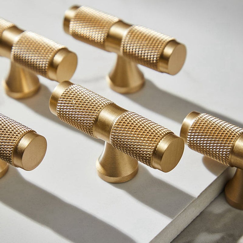 Modern Kitchen Knobs Knurled Brass Drawer Dresser Etsy