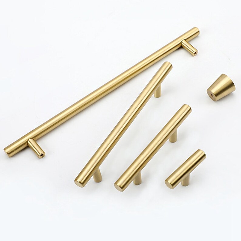 Solid Brass Kitchen Knobs and Handles Tbar Copper Etsy