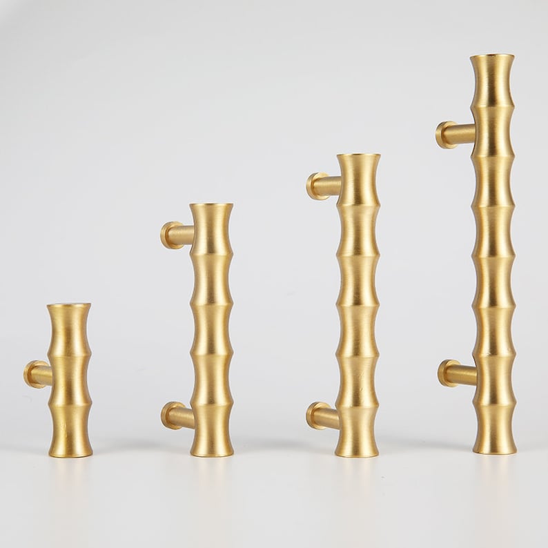 Brass Bamboo Kitchen Knobs and Pulls Vintage Furniture Etsy