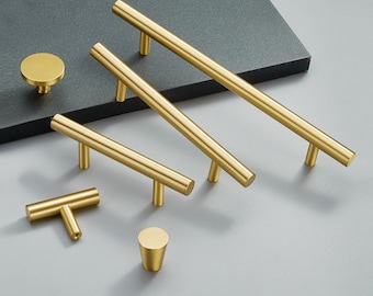 Gebürstet Messing Küchenschrank Knöpfe und Griffe Gold Schublade Dresser Pulls Bar Schrank Schrank Türgriffe Modern