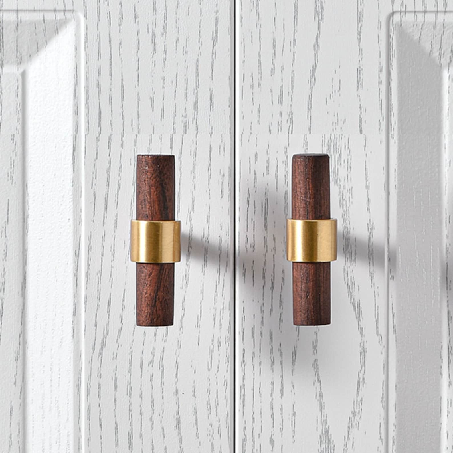 Modern Wood Kitchen Cupboard Door Knobs and Pulls Brass Etsy