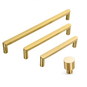 May include: Three gold-toned cabinet pulls in different sizes, with a smaller round knob.