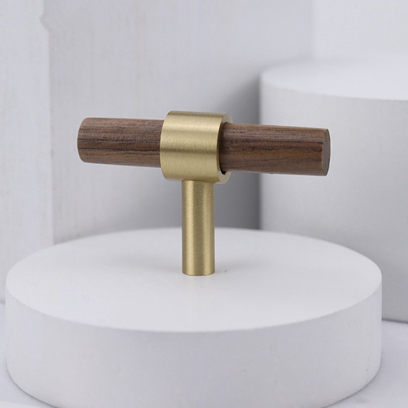 Modern Wood Kitchen Cupboard Door Knobs and Pulls Brass Etsy